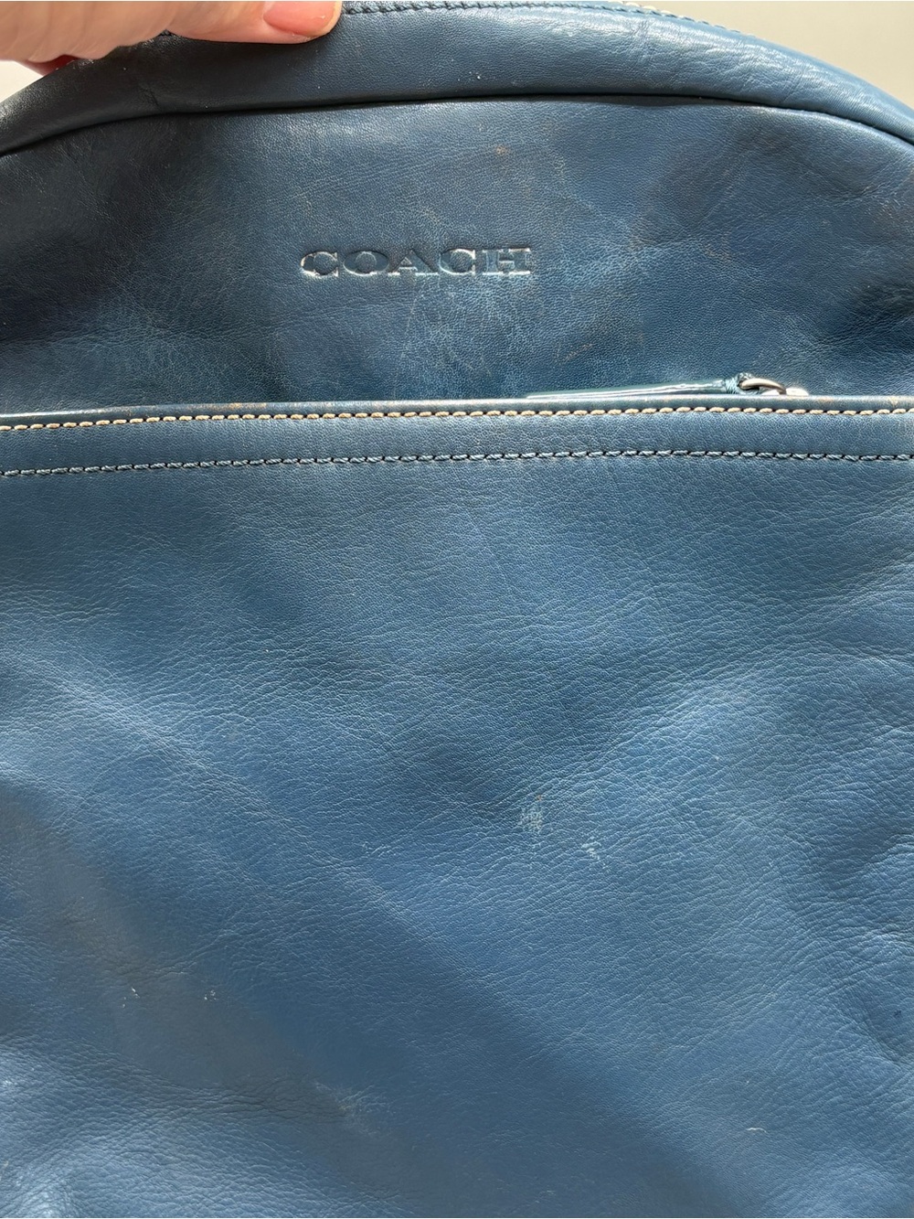 Coach Blue Leather Crossbody Messenger Bag Adjustable Strap Men’s